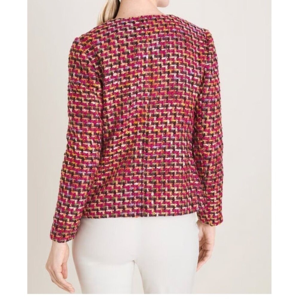 Chico's Multicolored Tweed Classic Zip-Front Jacket SZ 3P Career Office - Picture 2 of 15